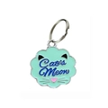 Mint green cat cloud pet ID tag with Cat's Meow text and metal split keyring - 32*27mm / Green