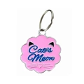 Pink cat-shaped pet ID tag with blue Cat's Meow text and durable metal split ring - 32*27mm / Pink
