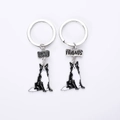 Dettaglio dei portachiavi Border Collie in smalto con incisione Best Friends - Border Collie