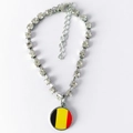 Rhinestone pet necklace with Belgium flag pendant and adjustable silver lobster clasp - S / Belgium Style