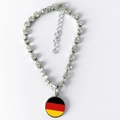 Collier en strass argenté pour animaux avec pendentif drapeau allemand et chaîne réglable - S / Style Allemagne