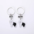 Cute enamel English Sheepdog dog tag keychain set for best friends in silver metal - Old English Sheepdog