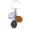 Cute Pomeranian dog metal keychains in white tan and black colors with silver ring - White Brown Black Pomeranian String