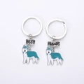 Set portachiavi Best Friend con ciondoli husky blu e bianchi e piastrine in metallo lucido - Husky Blu