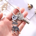 Rottweiler metal keychain with paw print pendant and colorful enamel finish - With Paw Print Charm / Rottweiler Silver