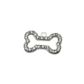 Ciondolo scintillante per animali a forma di osso argento con strass e cavo - Bianco