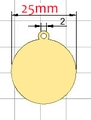 25mm round gold stainless steel dog tag pendant with hanging ring for DIY engraving - Round Pendant (25mm) / Gold
