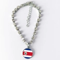 Costa Rica flag dog collar necklace with sparkling rhinestones and adjustable clasp - S / Costa Rica