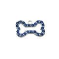 Ciondolo a forma di osso argento con strass blu e anello per il collare del cane - Blu