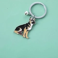German Shepherd metal enamel keychain with decorative silver bell and durable ring - With Bell Decoration / German Shepherd Silver