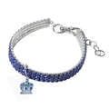 Blue rhinestone pet collar featuring a luxury crown pendant and adjustable silver chain - S / Crown Blue