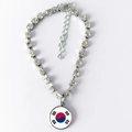 South Korea flag pet necklace with silver rhinestones and adjustable metal chain link - S / Korean Style