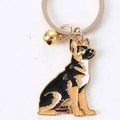 Metal German Shepherd keychain with colorful enamel pendant and golden bell accessory - With Golden Bell / German Shepherd Gold