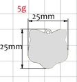 Cat-shaped stainless steel pet ID tag in silver finish measuring 25mm and 5g weight - Cat Head (25mm) / Steel