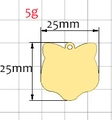 Fox shaped stainless steel pendant in gold finish, 25mm size for DIY pet tags - Cat Head (25mm) / Gold