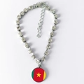 Rhinestone flag necklace with Cameroon pendant and adjustable lobster clasp chain - S / Cameroon