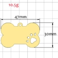 Golden bone-shaped pet tag with paw cutout, size 47x30mm and weight 10.5g - Hollow Paw Bone (47*30) / Gold