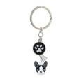 Minimalist pet keychain set featuring bulldog charm, paw print medal and bone pendant - 31 Boston Terrier