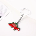 Porte-clés dinosaure stégosaure rouge et vert mignon avec anneau en métal argenté - Dragon Rouge Vert