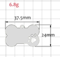 Silver bone-shaped stainless steel pet ID tag with paw cutout and size dimensions - Hollow Paw Bone (37*24) / Steel