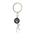 Husky pet keychain with metal bone and paw pendants on silver ring with blue eyes detail - 33 Husky