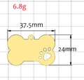 Golden bone-shaped stainless steel pet tag with a paw print cutout and 37.5mm width - Hollow Paw Bone (37*24) / Gold