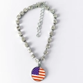 Collier pour animaux en strass argentés avec pendentif drapeau USA et fermoir mousqueton - S / États-Unis