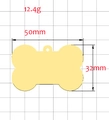 Golden bone-shaped stainless steel pet ID tag with custom engraving 50mm size - Plain Bone (50*32) / Gold