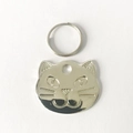 Minimalistischer silberner Katzen-ID-Anhänger aus Zinklegierung mit Gravur - Silber