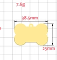 Golden bone-shaped stainless steel pet ID tag with precise 38.5mm width dimensions - Plain Bone (38*25) / Gold