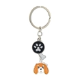 Portachiavi minimalista in metallo con testa di cane, impronta di zampa e ciondolo a osso - 38 Cavalier King Charles