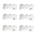 Set di 6 targhette identificative per cani in acciaio inox a forma di osso con zampa - 40*20*1mm / Colore acciaio