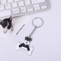 Metalen Schnauzer hond sleutelhanger met Love Dog bot hanger op een bureau achtergrond - Zwart