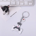 Enamel Schnauzer metal keychain with white bone lovedog pendant and silver heart charm - Gray (Gray + Heart)