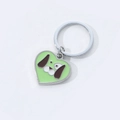 Creative minimalist heart-shaped dog keychain in light green enamel with silver ring - Green