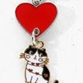 Porte-clés chat noir et blanc mignon avec breloque cœur rouge en alliage de zinc - 10cm / Gris (Gris 02)