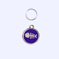 Placa redonda para mascotas de aleación de zinc con diseño de espina y aro plata - 2.5cm / Púrpura