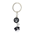 Portachiavi in metallo Border Collie con zampa nera e piccolo ciondolo a forma di osso - 50 Border Collie