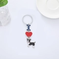 Zinklegierung Schlüsselanhänger mit blauem I, rotem Herz und Boston Terrier Hundeanhänger - Schwarzer Chihuahua