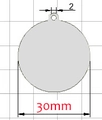 30mm ronde roestvrijstalen penning blanco met 2mm gat voor gravure DIY ID-tag - Zilver 30mm