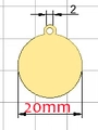 Golden round pet tag pendant with 20mm diameter and 2mm hole for engraving - Gold 20mm