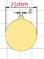 25mm gold stainless steel round pet ID tag blank with 2mm hanging hole for engraving - Gold 25mm