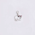 Ciondolo bulldog francese per collare animali in smalto bianco con chiusura a moschettone - Bulldog Bianco (Senza Fiocco)