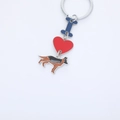Zinc alloy keychain featuring a blue I, red heart, and German Shepherd dog pendant - German Shepherd