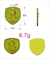 Detailed multi-angle views of shield-shaped bronze dog tag with 3D puppy relief and weight - Golden Retriever Style (173)