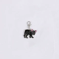 Ciondolo Bulldog Francese in argento con smalto nero e orecchie rosa e moschettone - Bulldog Nero (Senza Fiocco)