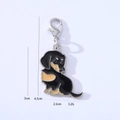 Custom black Dachshund enamel dog keychain with silver lobster clasp and 4.5cm length - Black Dachshund Pendant