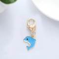 Blue and white enamel dolphin keychain with gold heart-shaped lobster clasp - 7.5g / Dark Blue Dolphin (7)