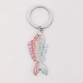 Colorful gradient enamel dolphin keychain in pink, yellow and blue with lobster clasp - 7.5g / Gradient Fish (Silver)