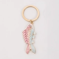 Pink and blue enamel dolphin keychain with crystal eye detail and golden lobster clasp - 7.5g / Gradient Fish (Gold)